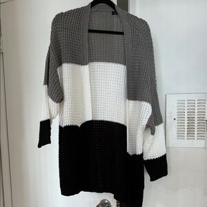 Colorblock Open Front Cardigan